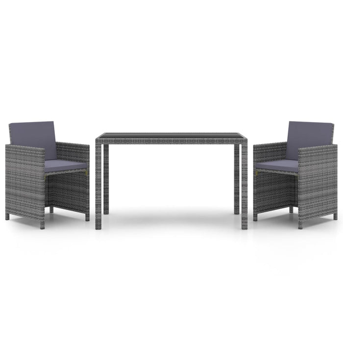 Set mobilier de grădină cu perne, 3 piese, gri, poliratan - WALTI WALTI