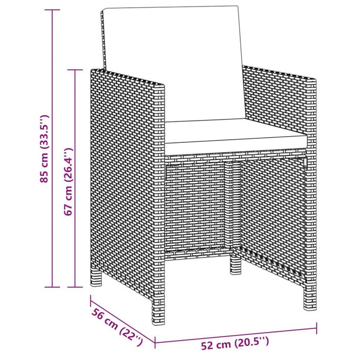 Set mobilier de grădină cu perne, 3 piese, gri, poliratan - WALTI WALTI