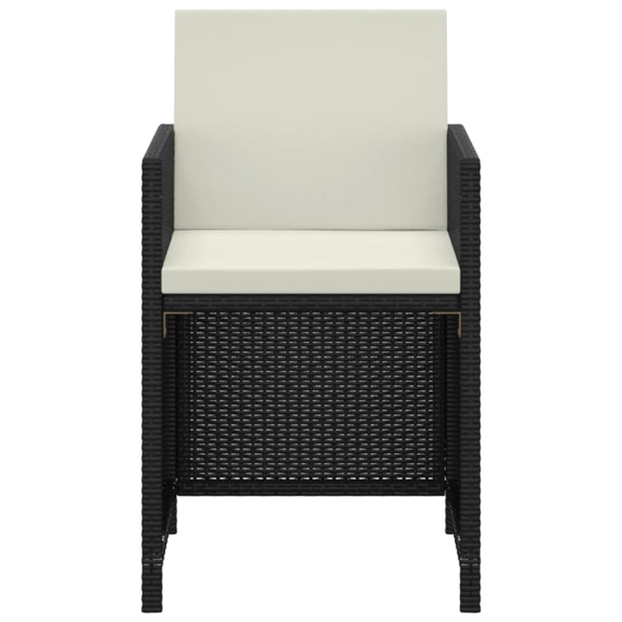 Set mobilier de grădină cu perne, 3 piese, negru, poliratan WALTI