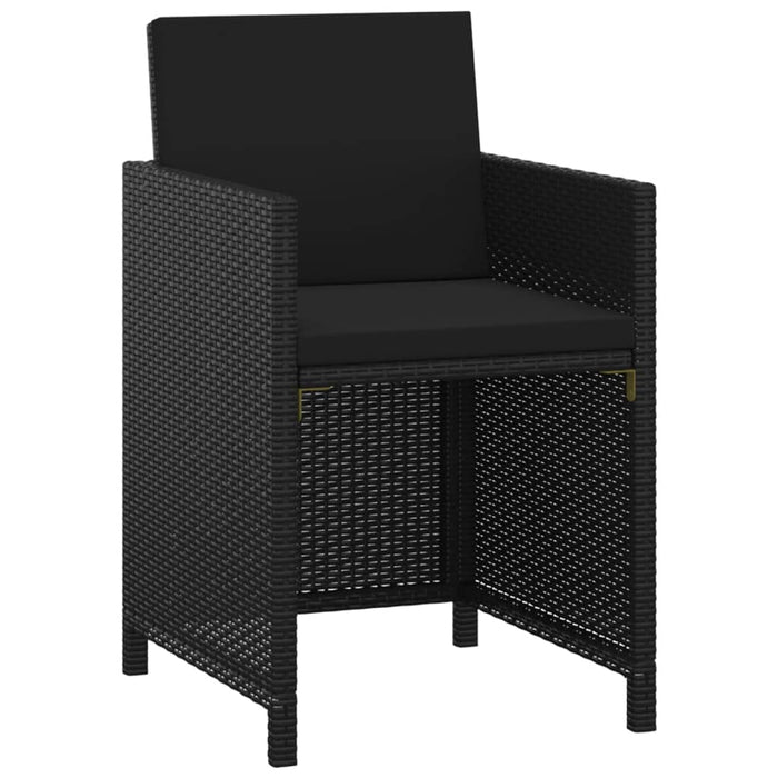 Set de masă pentru grădină cu perne, 3 piese, negru, poliratan - WALTI WALTI