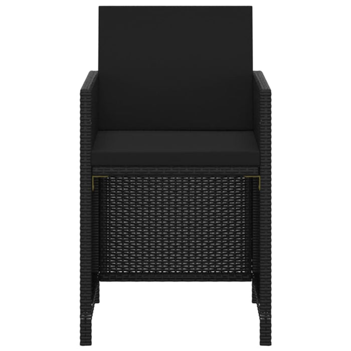 Set de masă pentru grădină cu perne, 3 piese, negru, poliratan - WALTI WALTI