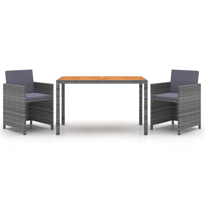 Set mobilier de grădină cu perne, 3 piese, gri, poliratan WALTI