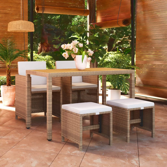 Set mobilier de grădină cu perne, 5 piese, bej, poliratan - WALTI WALTI
