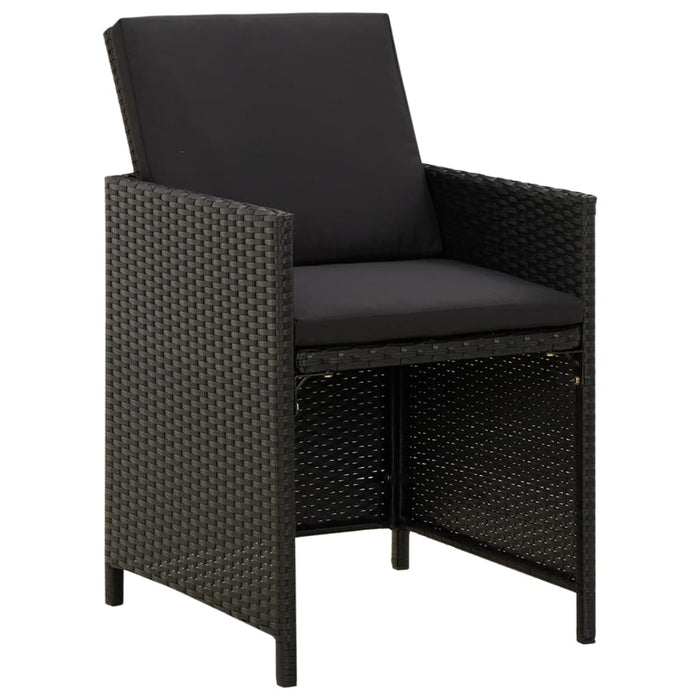 Set de masă pentru grădină cu perne, 5 piese, negru, poliratan WALTI