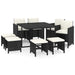 Set mobilier de grădină cu perne, 9 piese, negru, poliratan - WALTI WALTI