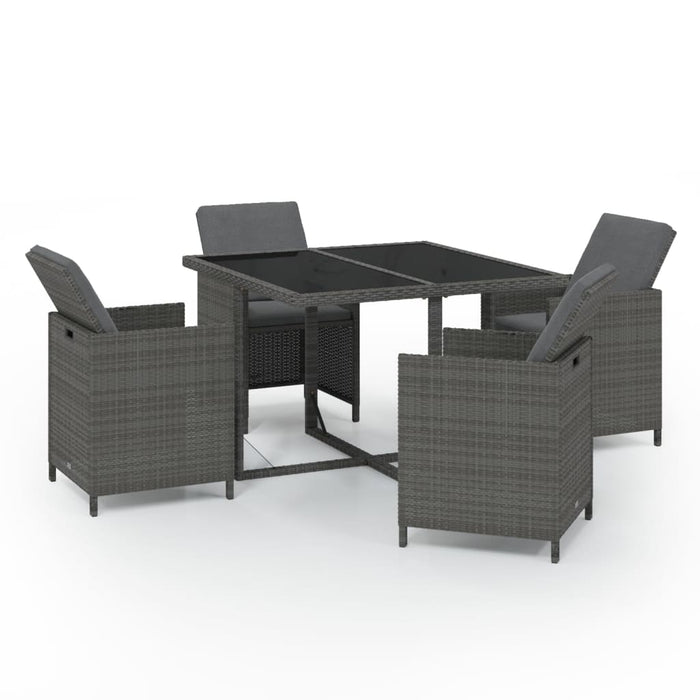 Set mobilier de grădină cu perne, 5 piese, gri, poliratan WALTI