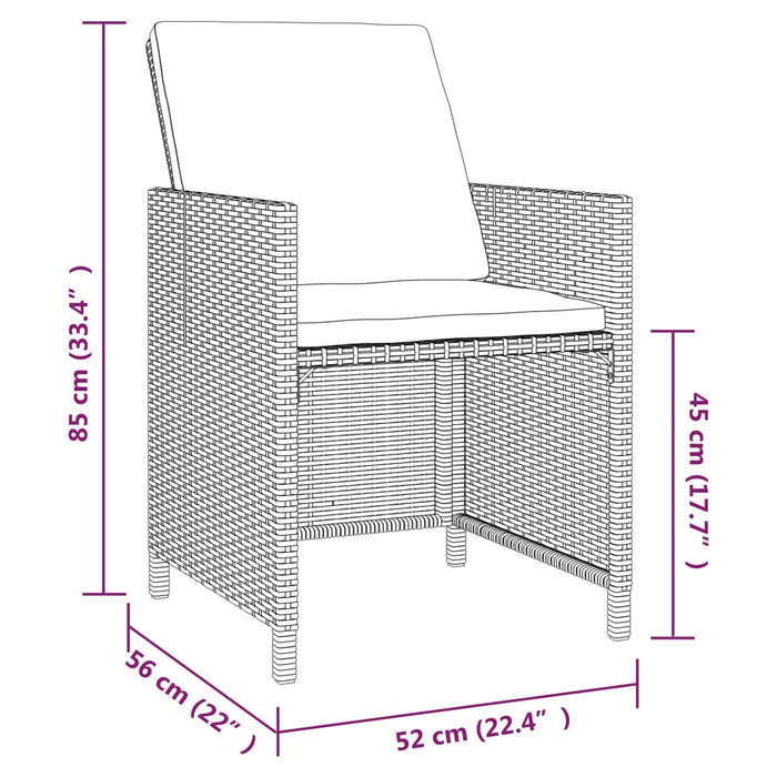 Set mobilier de grădină cu perne, 5 piese, gri, poliratan WALTI