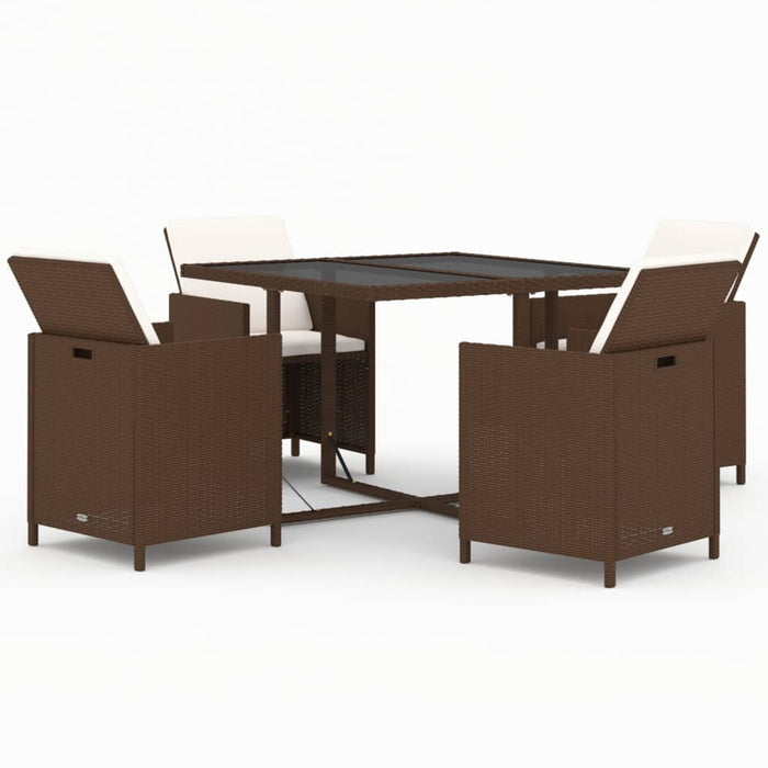 Set mobilier de grădină, 5 piese, cu perne, maro, poliratan WALTI