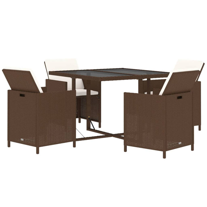 Set mobilier de grădină, 5 piese, cu perne, maro, poliratan WALTI
