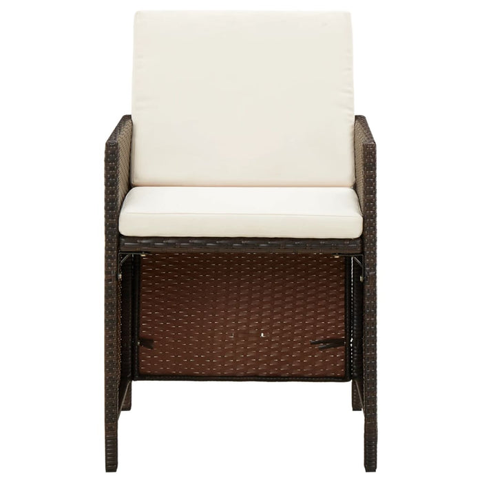 Set mobilier de grădină cu perne, 9 piese, maro, poliratan WALTI