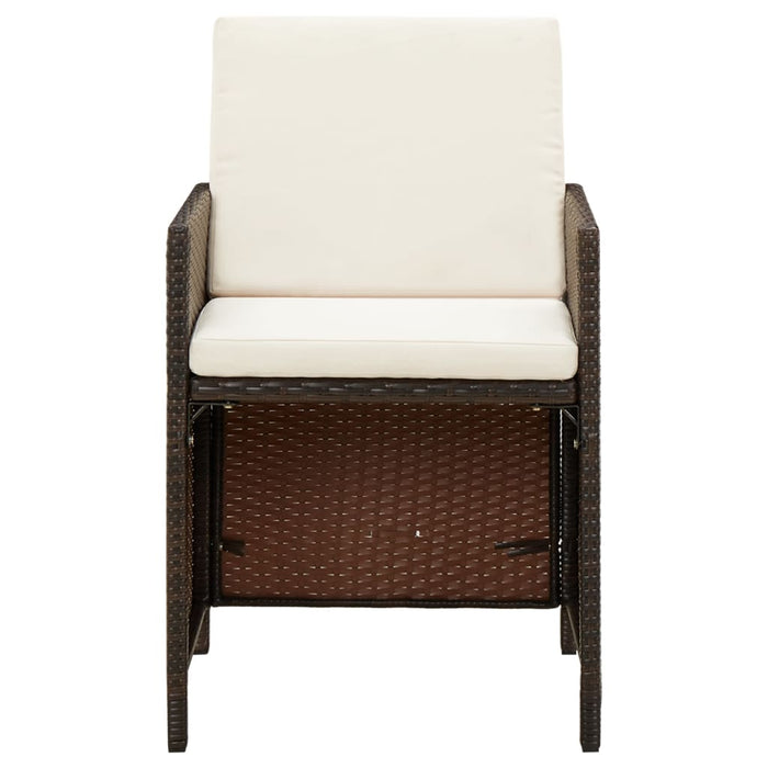 Set mobilier de grădină cu perne, 9 piese, maro, poliratan WALTI
