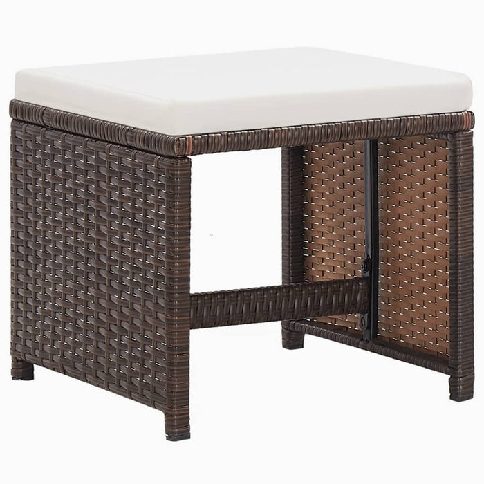 Set mobilier de grădină cu perne, 9 piese, maro, poliratan WALTI