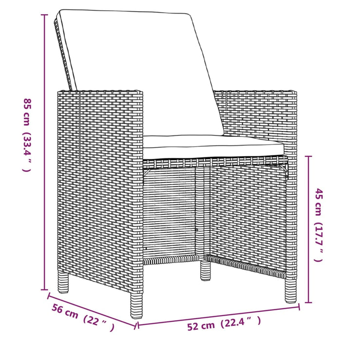 Set mobilier de grădină cu perne, 9 piese, maro, poliratan WALTI