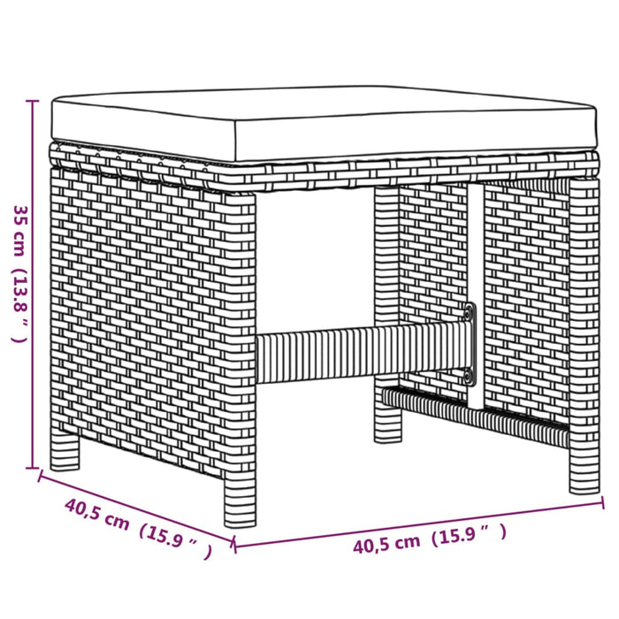 Set mobilier de grădină cu perne, 9 piese, maro, poliratan WALTI