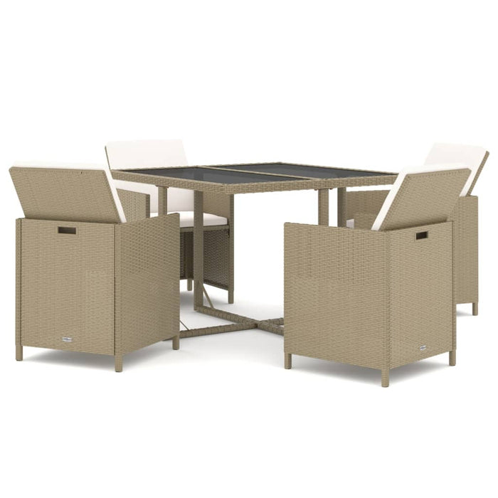 Set mobilier de grădină cu perne, 5 piese, bej, poliratan - WALTI WALTI