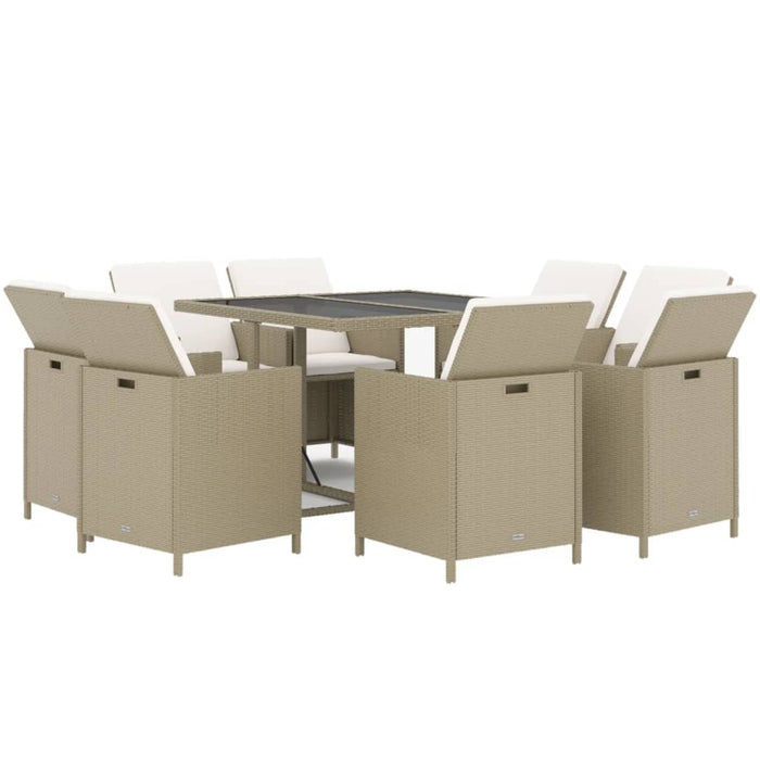 Set mobilier pentru grădină cu perne, 9 piese, bej, poliratan - WALTI WALTI