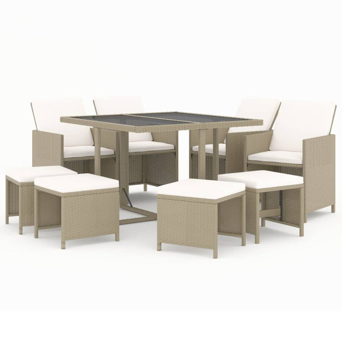 Set mobilier pentru grădină cu perne, 9 piese, bej, poliratan - WALTI WALTI
