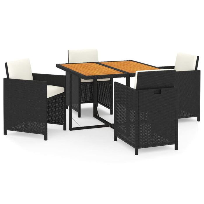 Set de masă pentru grădină cu perne, 5 piese, negru, poliratan - WALTI WALTI