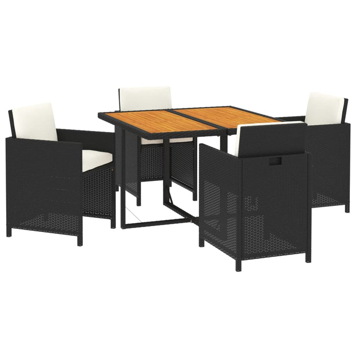 Set de masă pentru grădină cu perne, 5 piese, negru, poliratan - WALTI WALTI