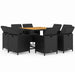 Set mobilier de grădină cu perne, 9 piese, negru, poliratan - WALTI WALTI