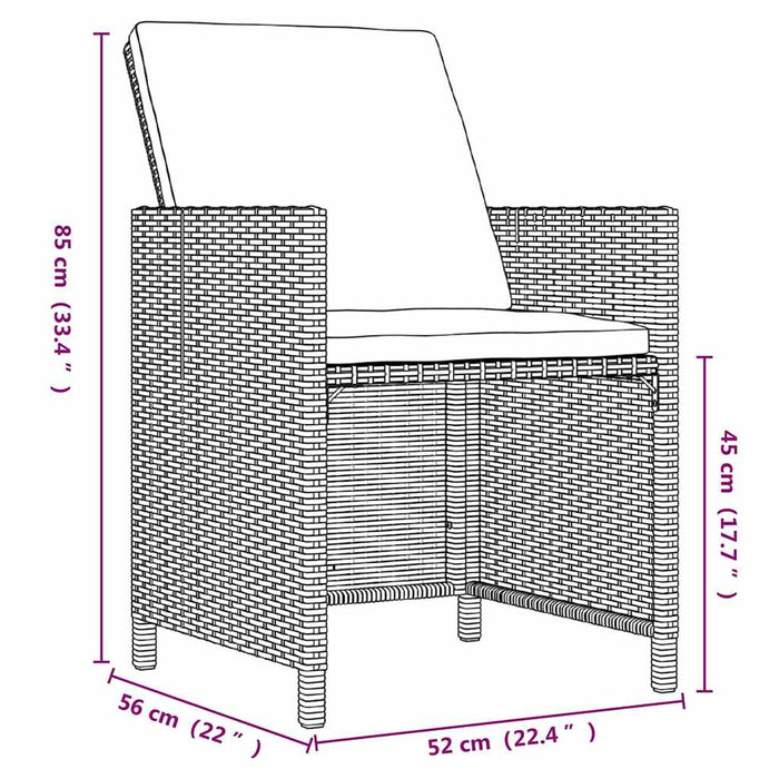 Set mobilier de grădină cu perne, 9 piese, negru, poliratan - WALTI WALTI