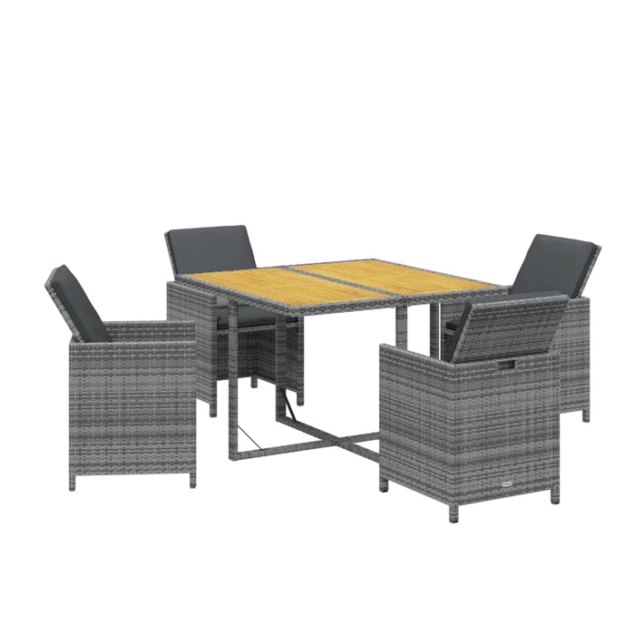 Set mobilier de grădină cu perne, 5 piese, gri, poliratan WALTI