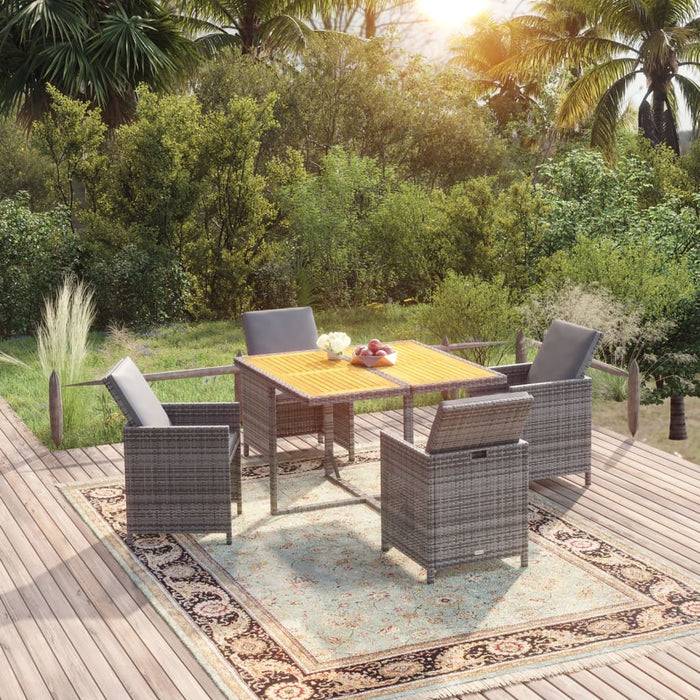 Set mobilier de grădină cu perne, 5 piese, gri, poliratan WALTI
