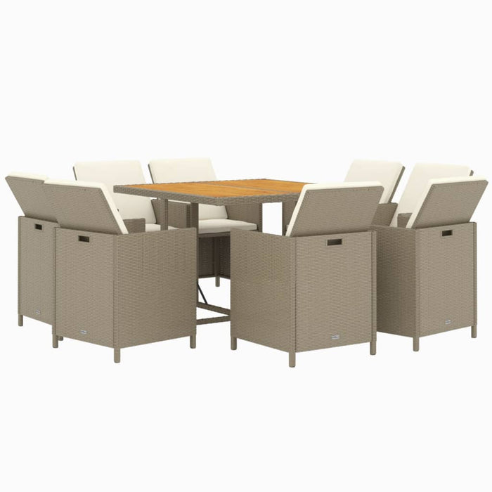 Set mobilier pentru grădină cu perne, 9 piese, bej, poliratan - WALTI WALTI