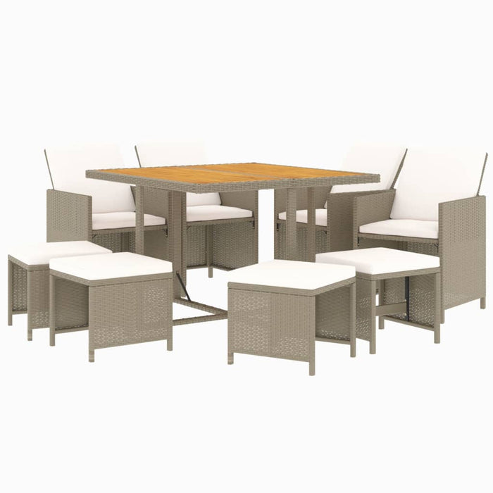 Set mobilier pentru grădină cu perne, 9 piese, bej, poliratan - WALTI WALTI