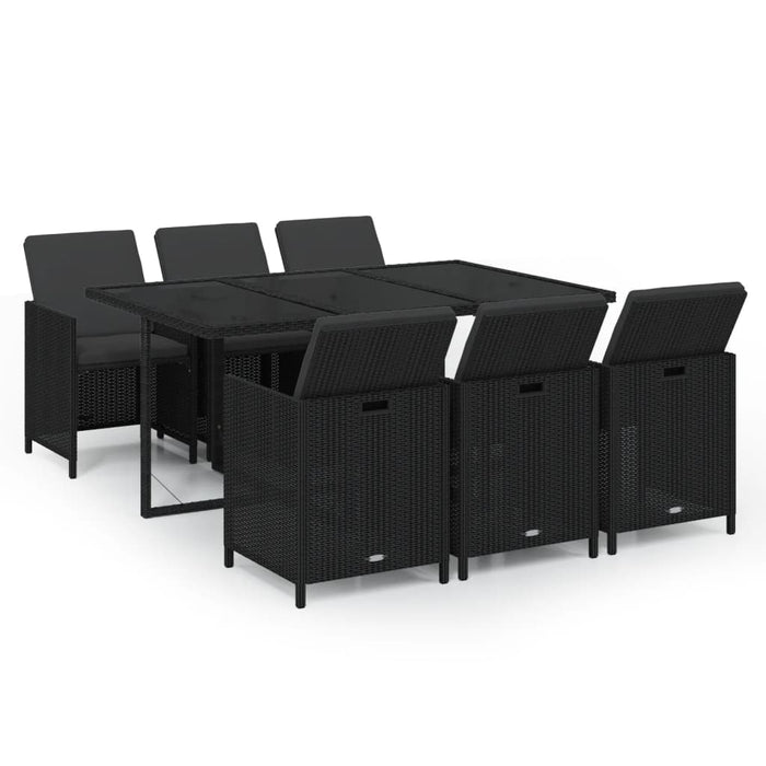 Set mobilier de grădină cu perne, 7 piese, negru, poliratan - WALTI WALTI