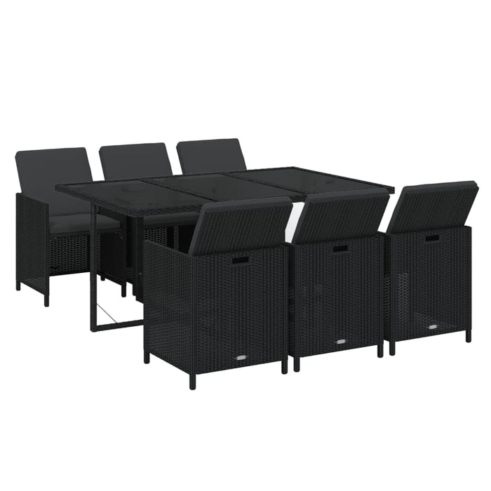 Set mobilier de grădină cu perne, 7 piese, negru, poliratan - WALTI WALTI