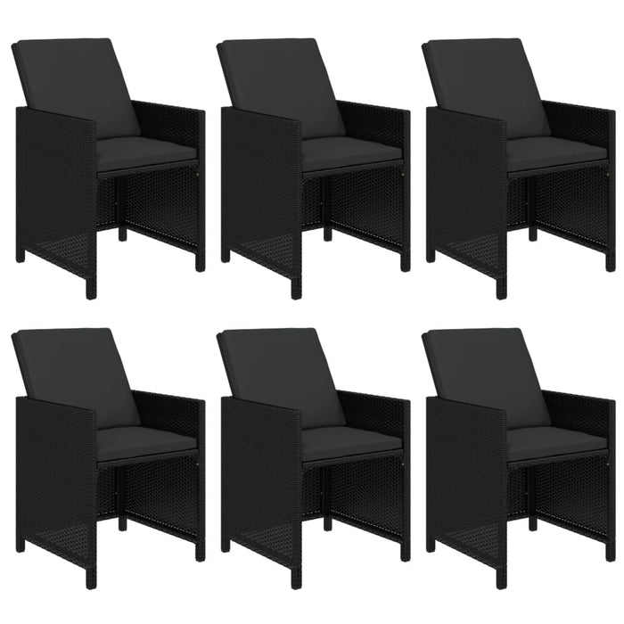Set mobilier de grădină cu perne, 7 piese, negru, poliratan - WALTI WALTI
