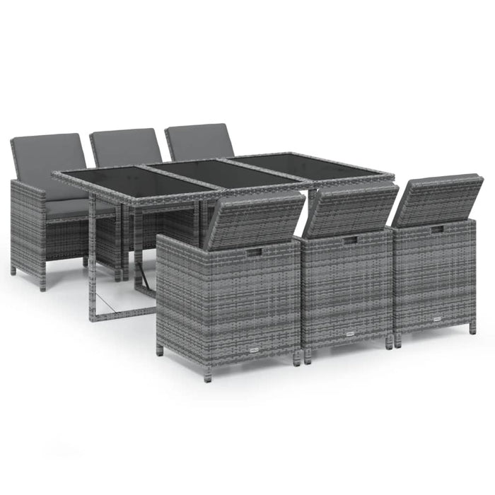 Set mobilier de grădină cu perne, 7 piese, gri, poliratan WALTI