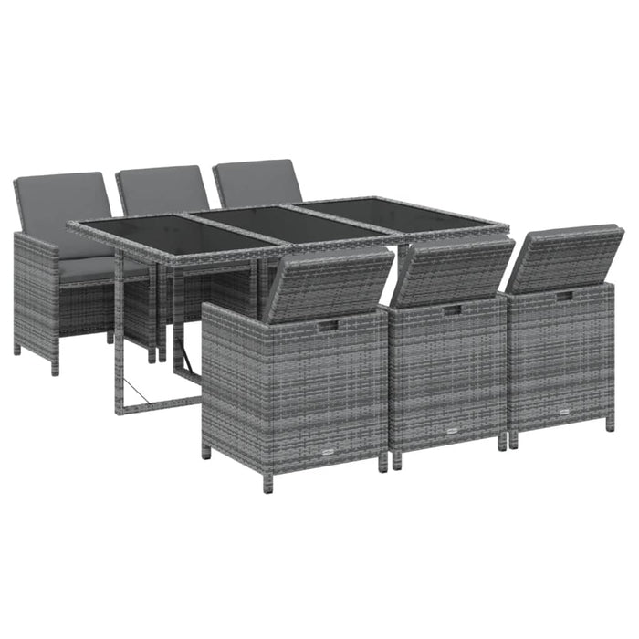 Set mobilier de grădină cu perne, 7 piese, gri, poliratan WALTI