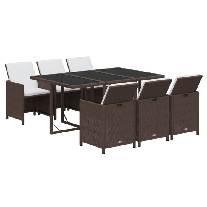 Set mobilier de grădină cu perne, 7 piese, maro, poliratan WALTI