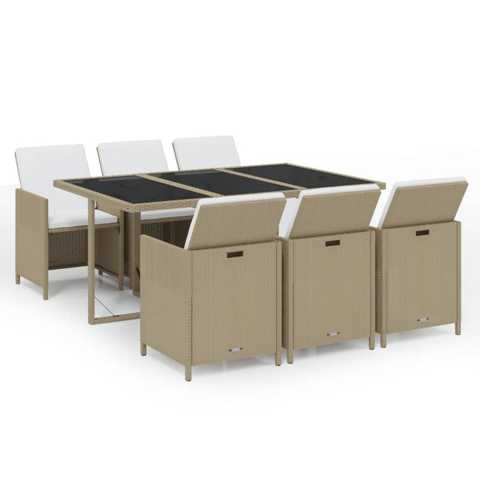 Set mobilier pentru grădină cu perne, 7 piese, bej, poliratan - WALTI WALTI