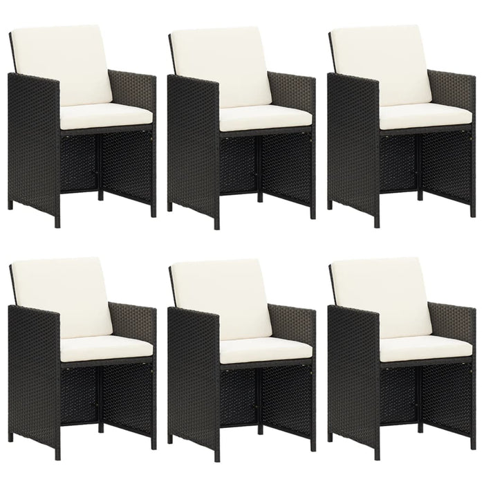 Set mobilier de grădină cu perne, 7 piese, negru, poliratan WALTI