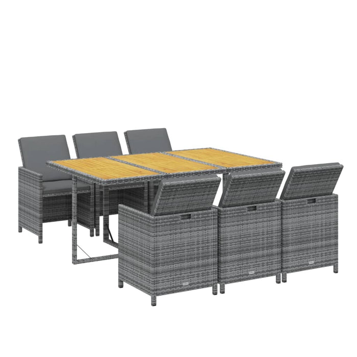 Set mobilier de grădină cu perne, 7 piese, gri, poliratan - WALTI WALTI