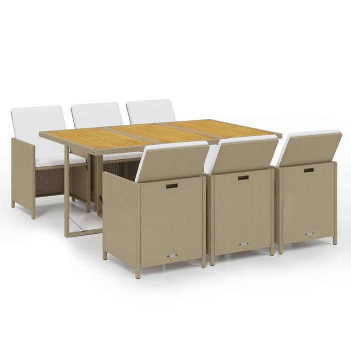 Set mobilier pentru grădină cu perne, 7 piese, bej, poliratan - WALTI WALTI