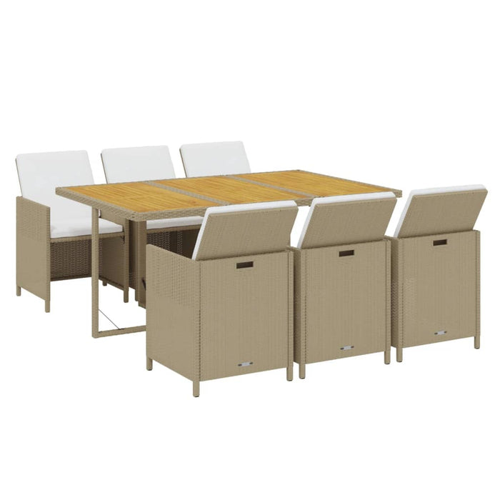 Set mobilier pentru grădină cu perne, 7 piese, bej, poliratan - WALTI WALTI