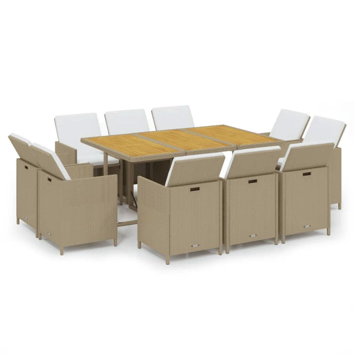 Set mobilier de grădină cu perne, 11 piese, bej, poliratan - WALTI WALTI