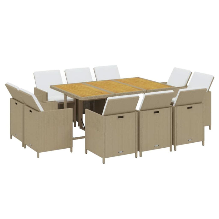 Set mobilier de grădină cu perne, 11 piese, bej, poliratan - WALTI WALTI