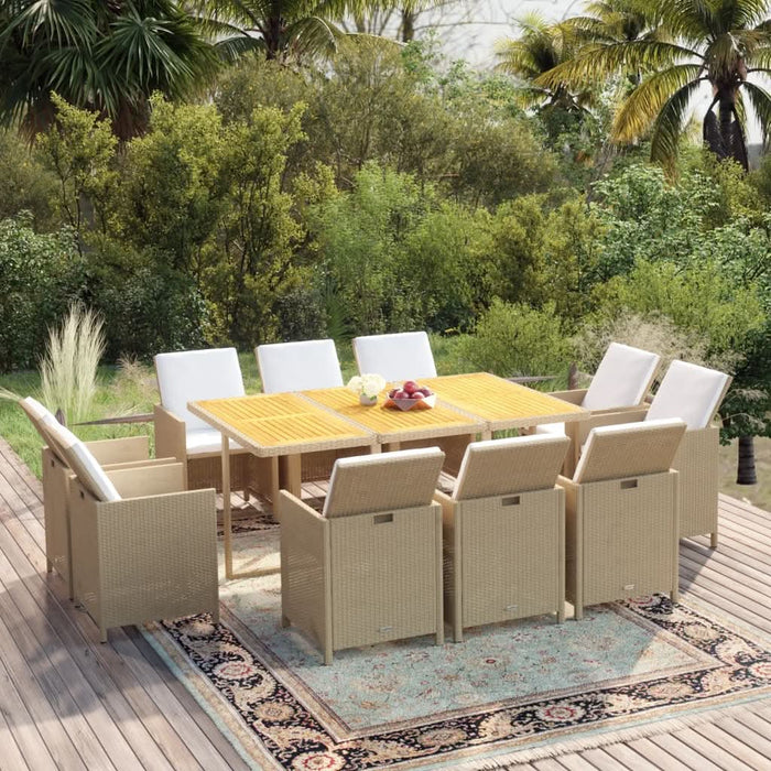 Set mobilier de grădină cu perne, 11 piese, bej, poliratan - WALTI WALTI