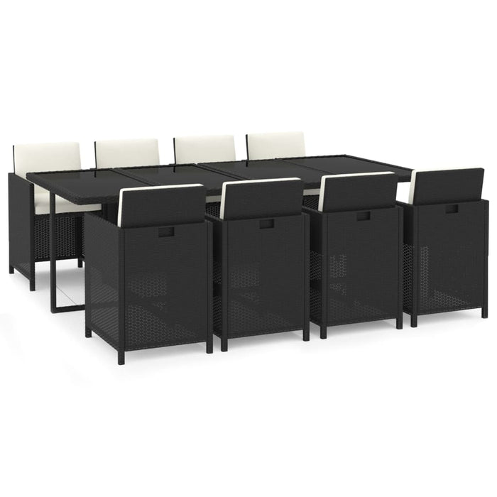 Set mobilier de grădină cu perne, 9 piese, negru, poliratan - WALTI WALTI