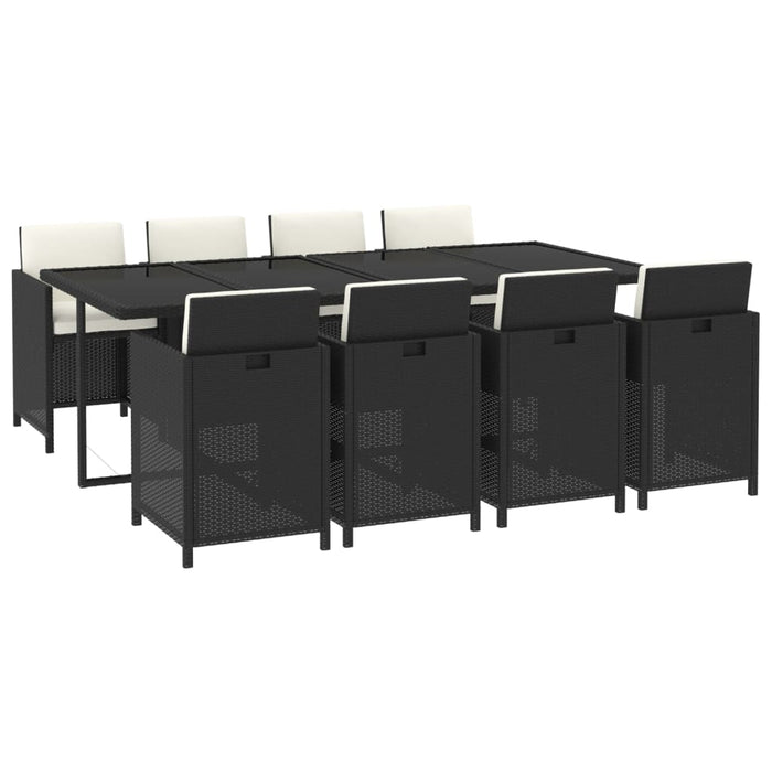 Set mobilier de grădină cu perne, 9 piese, negru, poliratan - WALTI WALTI
