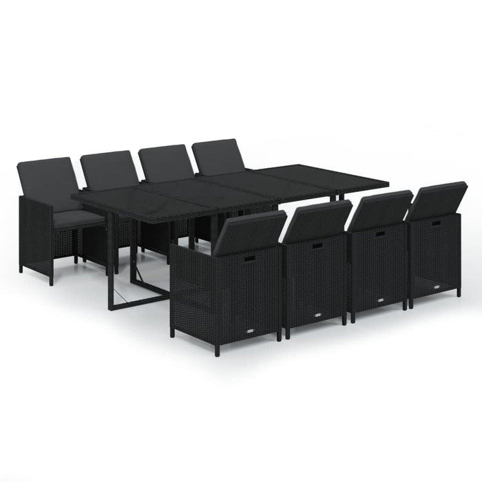 Set mobilier de grădină cu perne, 9 piese, negru, poliratan - WALTI WALTI
