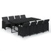 Set mobilier de grădină cu perne, 9 piese, negru, poliratan - WALTI WALTI