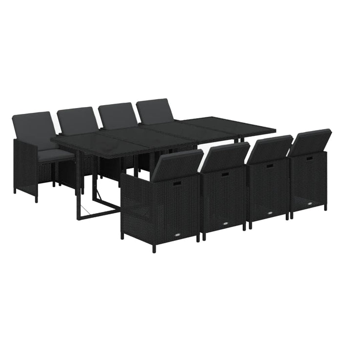 Set mobilier de grădină cu perne, 9 piese, negru, poliratan - WALTI WALTI