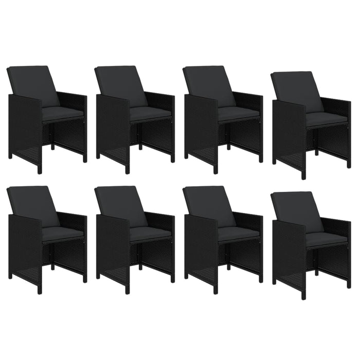 Set mobilier de grădină cu perne, 9 piese, negru, poliratan - WALTI WALTI