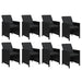 Set mobilier de grădină cu perne, 9 piese, negru, poliratan - WALTI WALTI